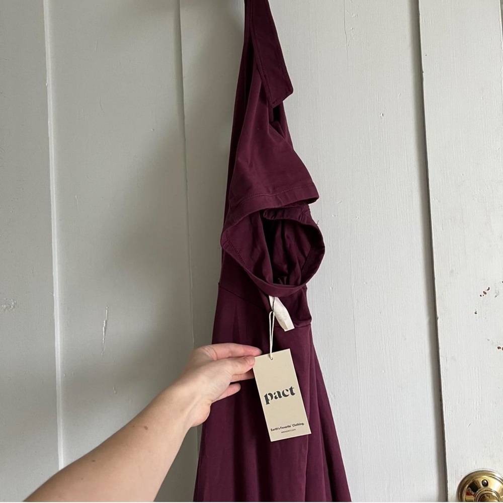 ‼️NWT: Pact Organic Fit & Flare Modern Halter Dress In Plum - XS - Picture 4 of 5